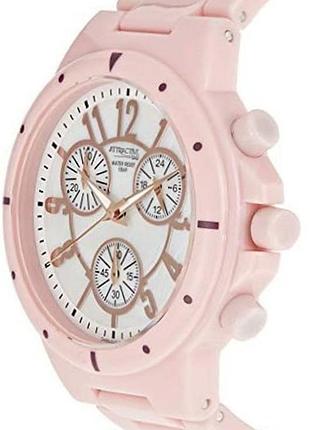 Женские часы q&q da89j003y attractive розовый пластиковый корпус хронограф водозащита 50 м белый циферблат