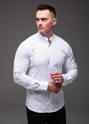 Мужская белая рубашка "walter" с длинным рукавом slim fit