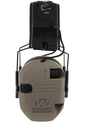 Тактические наушники активные для военные walker's razor slim fde patriot series с патчами (орригинал ) песочный