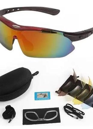 Тактические очки защитные для военных oakley без бренда красный 5 пар сменных линз