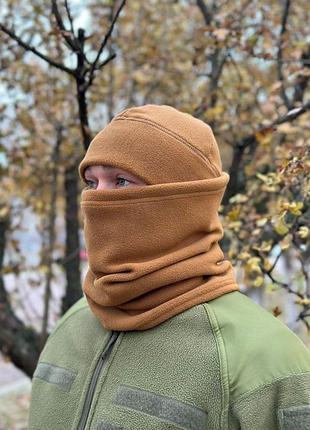 Тактическая шапка та бафф комплект для военных с утяжкой материал флис койот