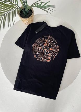 Мужская футболка stone island хлопковая черная тенниска стон айленд спортивная на лето m (b)