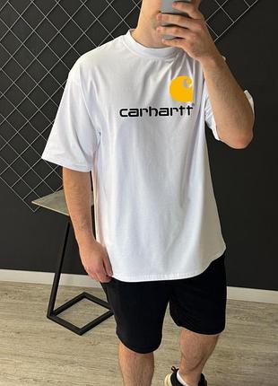 Мужская футболка оверсайз carhartt белая тенниска кархарт на лето m (b)