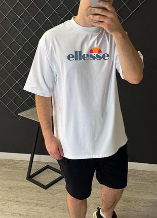 Чоловіча футболка оверсайз ellesse біла теніска еліс на літо (b)