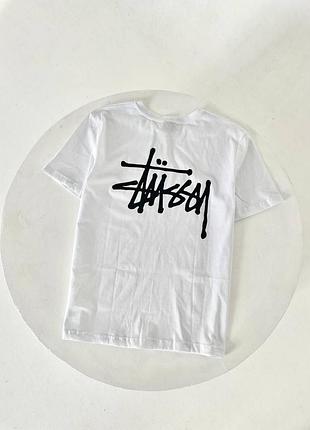 Чоловіча футболка stussy біла бавовняна теніска стуссі спортивна на літо l (b)