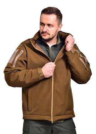 Тактична куртка демісезонна для військових softshell / фліс windshell tactical — койот (+15°c / -5°c)