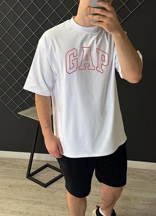 Мужская футболка оверсайз gap белая тенниска гап на лето xxl (b)