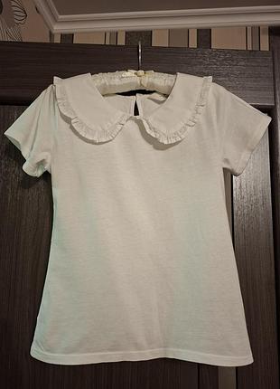 Футболка для дівчинки h&m біла з рюшами 6-8 років