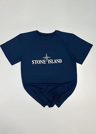 Мужская футболка stone island синяя хлопковая тенниска стон айленд на лето xxl (b)
