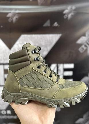 Тактичні черевики літні для військових nubuck перфорація олива