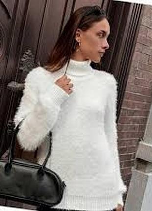 Zara ❖ белоснежный, толстый,  свитер с высоким воротником-стойкой (гольф) скидка 100 грн до 27.09