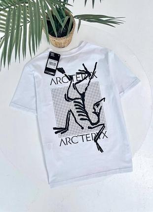 Мужская футболка arcteryx белая с принтом хлопковая арктерикс (b)