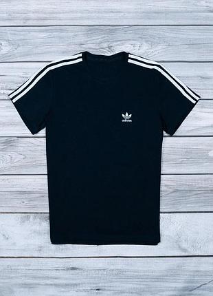 Чоловіча футболка adidas чорна зі смугами адідас із лампасами m (bon)
