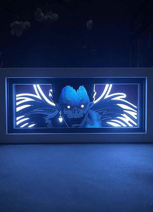 Світильник багатошаровий з 3d ефектом рюк led лампа з аніме зошит смерті death note