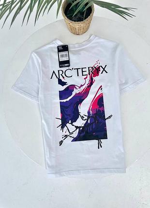 Чоловіча футболка arcteryx біла з принтом бавовняна арктерікс xl (b)
