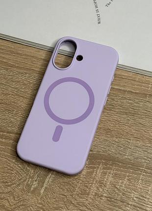 Уценка (см. описание). чехол для iphone 17 с magsafe, светлый фиолетовый матовый силикон с мягкой подкладкой silicone case