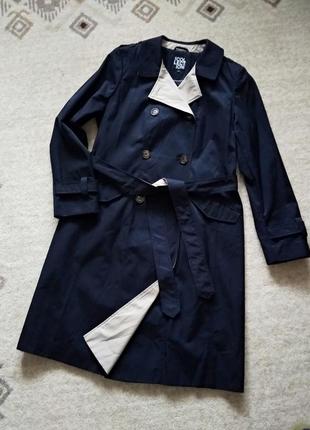 42р. синій двобортний тренч плащ debenhams