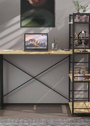 Письменный стол ferrum-decor коннект с этажеркой 120 см дуб артизан черный дсп 16мм (frd-104221)