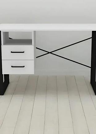 Письменный стол с ящиками ferrum-decor оскар 750x1200x600 белый/черный, дсп 16 мм (frd-103213)