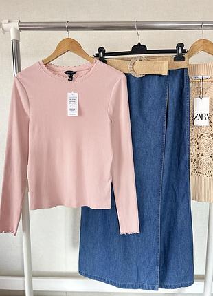 Новий рожевий лонгслів new look натуральна тканина