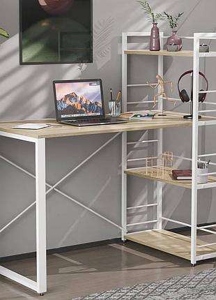 Письменный стол ferrum-decor коннект с этажеркой 75x120x60 белый дсп дуб сонома frd-104227