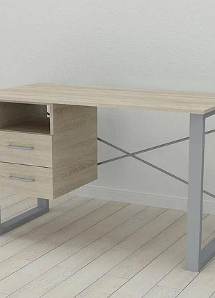 Письменный стол с ящиками ferrum-decor оскар 1400 мм, металлический каркас, дсп сонома серый (frd-103292)