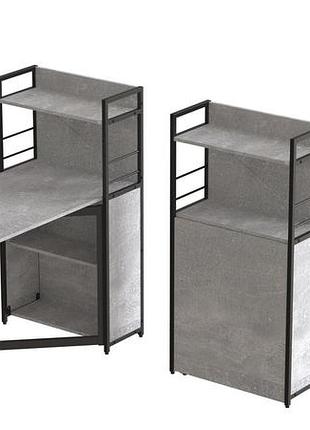 Стол-книжка с этажеркой практик 1 ferrum-decor 1200x640x990 мм, черный металл/дсп бетон 16 мм (frd-104617)