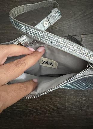 Сумка для дівчаток, срібляста, в стразах zara 5