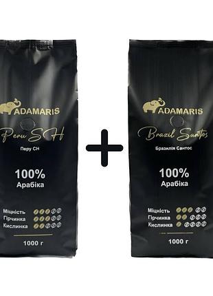 Кофе в зернах adamaris перу сн+adamaris бразилия сантос
