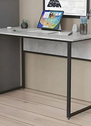Письмовий стіл коди ferrum-decor 75x120x60 см, дсп бетон, чорний метал (frd-106585)