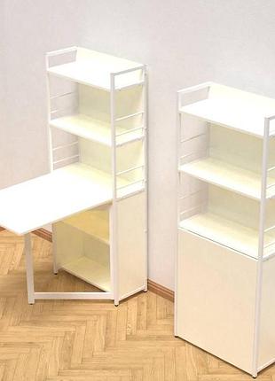 Стіл-книга з етажеркою практик 2 ferrum-decor, білий метал/дсп, 1555x640x990 (frd-104632)