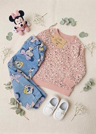 Костюм для дівчаток disney: джинси та світшот з міккі маусом, рожевий та блакитний