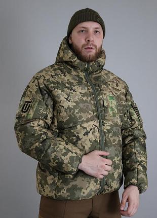 Тактическая куртка зимняя для военные ut level-7 velcro ткань santana утеплитель g-loft до - 20 светлый пиксель 2xl