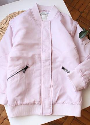 Розовая удлиненная демисезонная куртка бомбер river island 11-12 лет