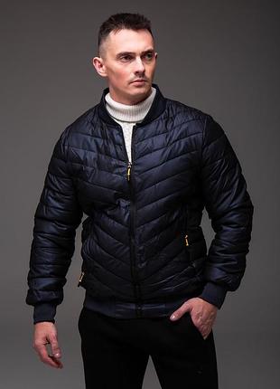 Весняний бомбер синій утеплений casual xxxl