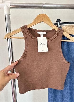 Шоколадний базовий топ в рубчик h&m 🤎 4
