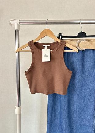 Шоколадний базовий топ в рубчик h&m 🤎 5