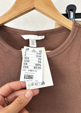 Шоколадний базовий топ в рубчик h&m 🤎 3
