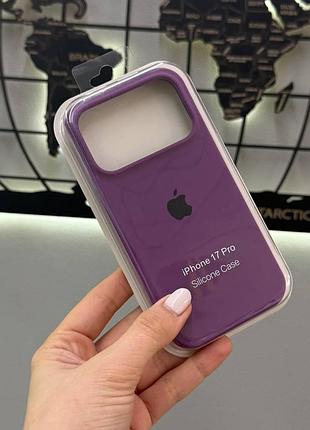 Чехол silicone case с микрофиброй для iphone 17 pro, качественный чехол-бампер с микрофиброй для айфон 17 про (сливовый)
