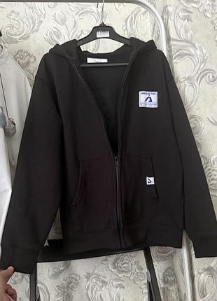 Кофта зіп zara для хлопчика, чорна, розмір/зріст-164, утеплена