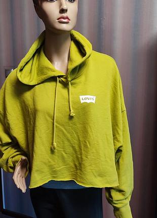 Спортивная женская кофта.levis, салатоаого цвета. 60% хлопок, 40% полиэстер.размер m-l