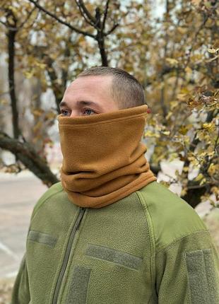 Тактический баф флисовый для военный плотность: 300гр/м с регулировкой эластичной резинкой с фиксатором койот