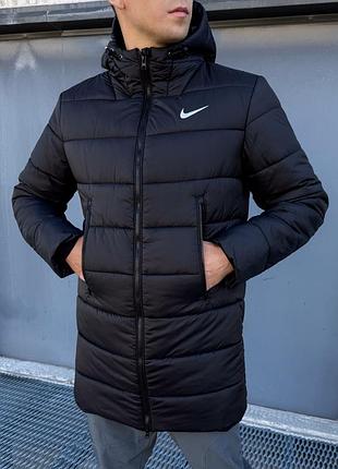 Парка чоловіча nike зимова подовжена чорна