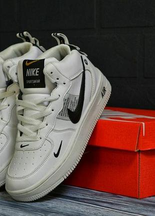 Кросівки чоловічі nike air force білі замшеві
