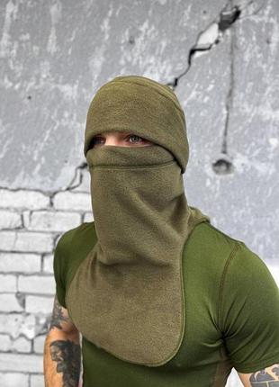 Тактическая шапка та бафф комплект для военных с утяжкой удлиненный материал флис цвет олива