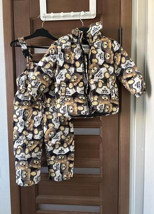 Зимовий комбінезон для хлопчика moschino з принтом ведмедиків, розмір 4