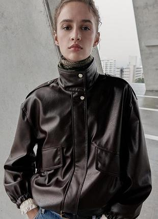 Куртка-бомбер з еко шкіри zara розмір s,  l, хl