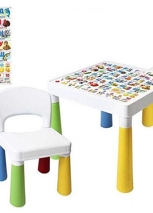 Стіл дитячий зі 2 стільцями 6021 "абетка" multicolor bamsic