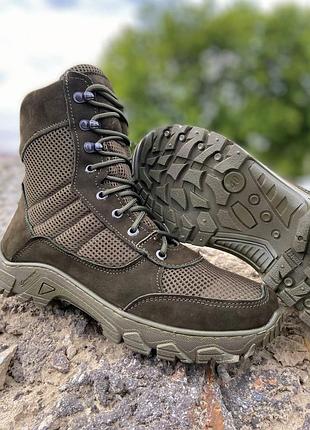 Тактические берцы для военные летние nubuck вставки 3d сетка олива