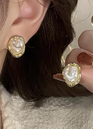 Серьги жемчужные золотистые